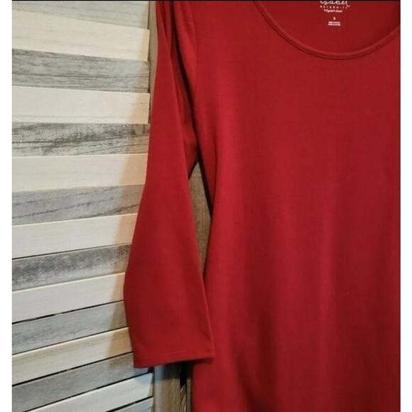 Isabel Maternity by Ingrid & Isabel Women’s Red 3/4 Sleeve Stretch T-Shirt Dress - Picture 4 of 9